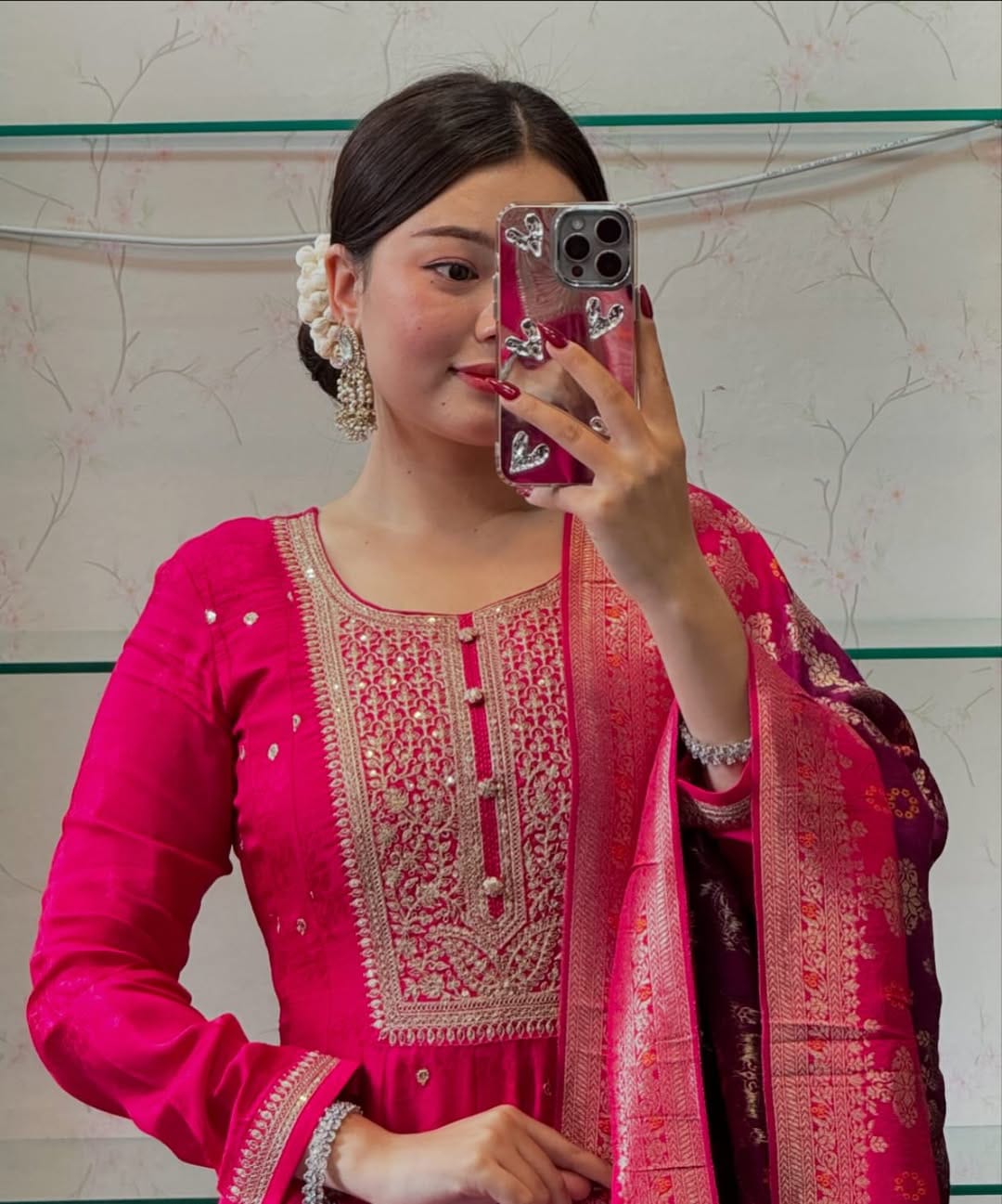 Anarkali flared kurti set in banana silk fabric (JN-2011)