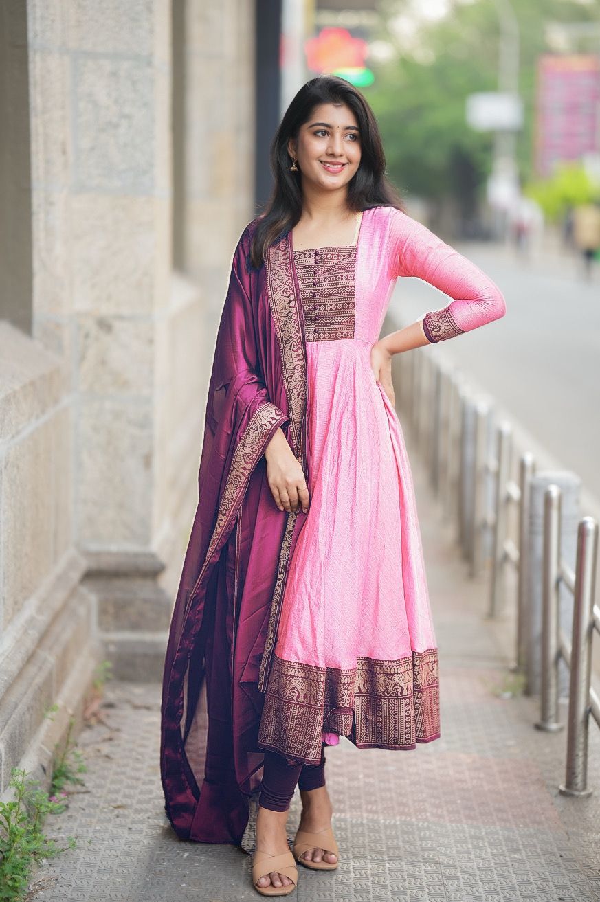 Vichitra Silk Kurti Set with Dupatta (JN-2013)